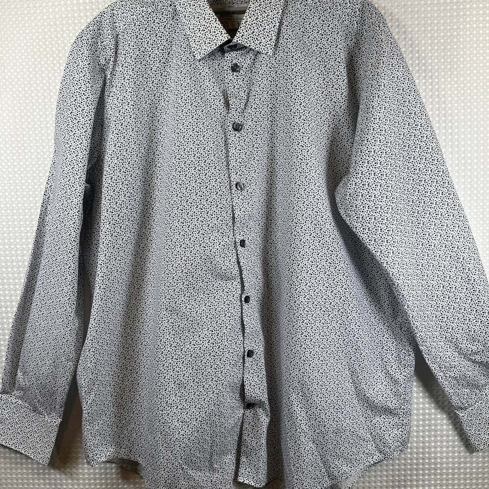 Christian Lacroix Blue Modern Americana Geometric Print Button Up Shirt